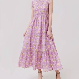 NWOT Chic Floral Maxi Dress in Pink and Gold